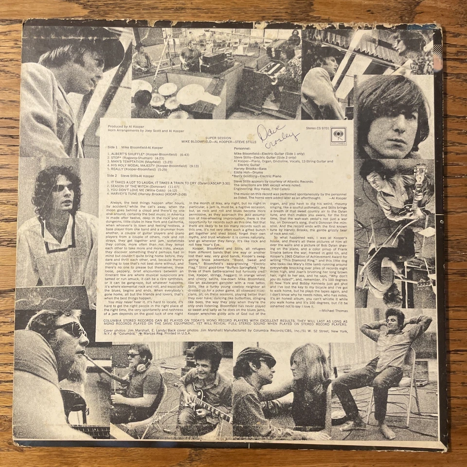 Mike Bloomfield Al Kooper / Stills Super Session LP Columbia 2 Eye Stereo VG- - Image 4 of 4