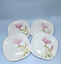 Thomson Pottery MAGNOLIA  Dinner Plates Square Pink Flower Set of 4