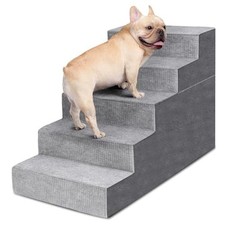 Heeyoo Dog Stairs for Small Dogs,5-Step Steps High Bed 5 Steps, Grey
