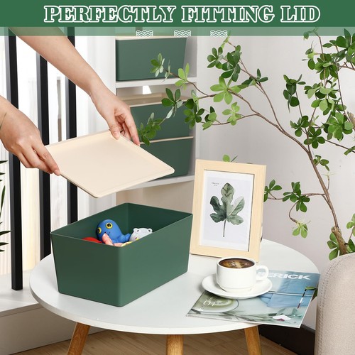 4 Pcs Storage Bins with Lids Plastic Containers Stackable Storage Box Baskets... - 第 3/6 張圖片
