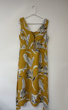 Women's Phase Eight Shaniya Linen Dress Ochre Artisan Mustard White Size 12