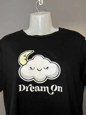 Weekend Edition Shirt Womens XL Black Dream On Cloud Moon Graphic Tee Top