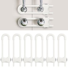 Baby Proofing Cabinets, Sliding Cabinet Locks for Babies, 6 Pack, 6 White