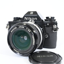 Nikon EM 35mm Film Camera Nikkor 28mm f/3.5 Lens SLR Tested