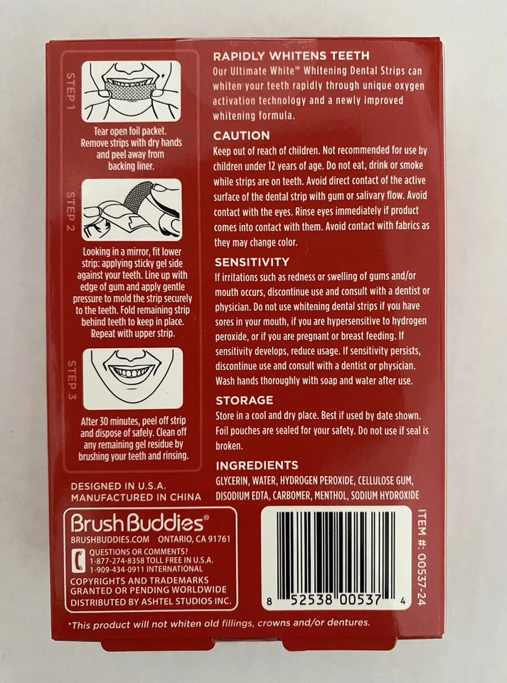 Ultimate White, Whitening Dental Strips ( 6 Strips ) - Image 2 of 3