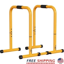 Heavy Duty Dip Stand Adjustable Height Workout Equipment Gym Fitness Bars New