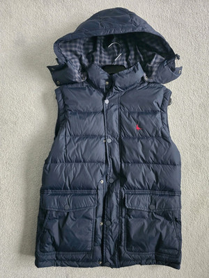 Jack Wills Mens Hooded Gilet Small Navy Removable Hood UK