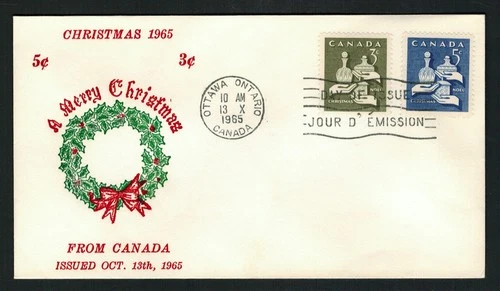 Canada #443-444, 1965 Gifts of the Wise Men set, Grover Thermal FDC VF