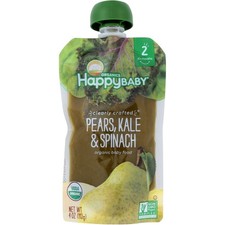 Happy Baby Organic Clearly Crafted Pears Kale  Spinach 4 Oz