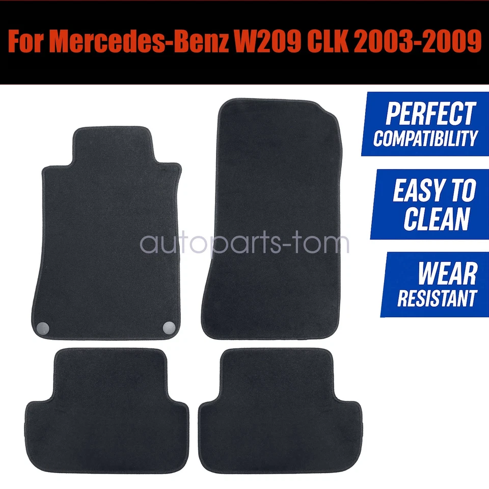 Alfombrillas alfombra para Mercedes-Benz W209 CLK 500 350 280 2003-2009 terciopelo negro Foto 3 de 4