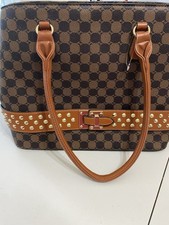 Brown Faux Leather Buckle Purse/handbag Tote Bag With Shoulder Strap