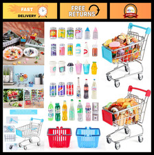 134pcs Mini Shopping Cart Basket Set - Dollhouse Grocery Toys, Food  Drink Acce