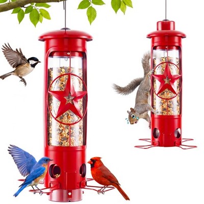 Squirrel Proof Bird Feeders for Outdoors with Weight-Activated, 3LB Large Met...
