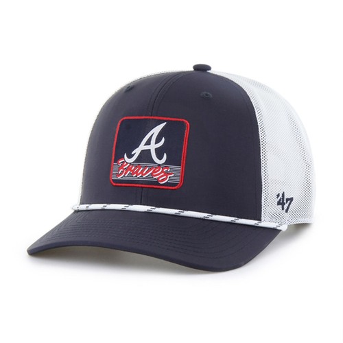 Men's '47 Navy/White Atlanta Braves Scratch Adjustable Trucker Hat - 第 1/2 張圖片
