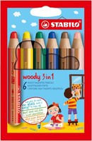 Multi-Talented Pencil - Stabilo Woody 3 In 1 - Pack Of 6 - Assorted Colours