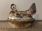 Challinor Taylor 1890’s Milk Glass Dominecker Hen Covered Vintage Candy Dish