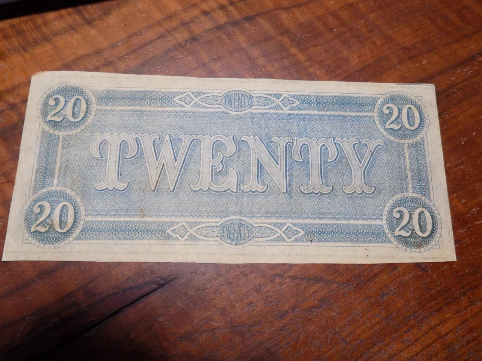 1864 Confederate States of America Twenty Dollars - Criswell # T-67 - XF - Image 2 of 2