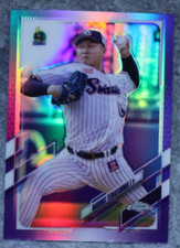 Naruki Terashima 2021 Topps NPB Chrome #5 Purple Refractor 168/299 Swallows