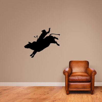 Bull Rider Wall Decal - Animals, Cowboy, Nursery, Kids, Western, Man Cave, Rodeo