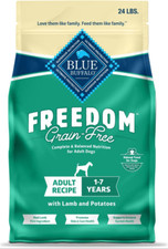 Blue Buffalo Freedom Adult Grain-Free Lamb Potatoes Dry Dog Food, 24lb bag