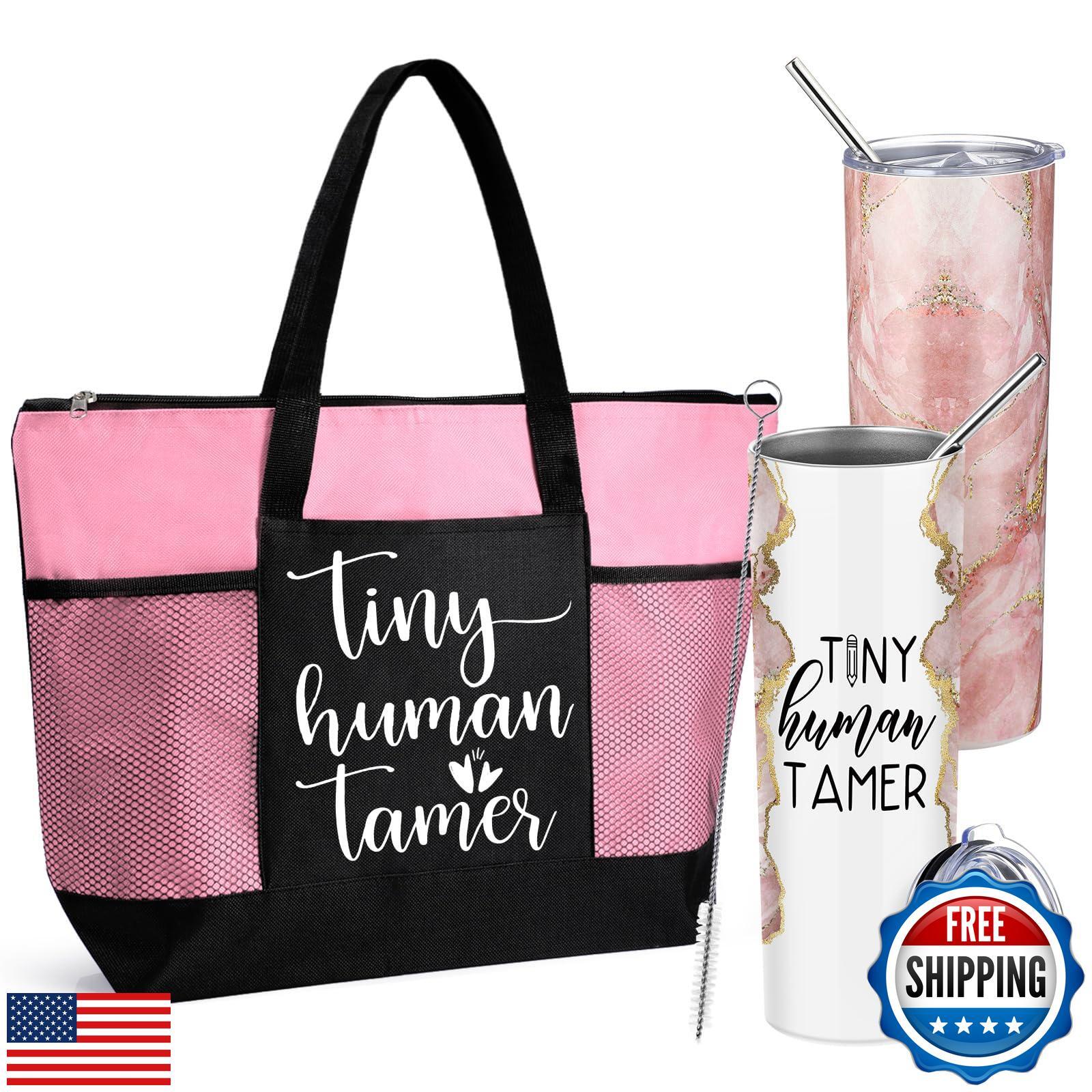 Jingmore 2 Pcs Teacher Appreciation Gifts for Women Tote Bag 20 oz Tumbler wi