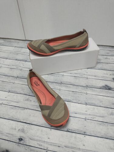 Clarks Collection Womens 5.5M Brown/Tan Leather Loafers Slip On Ballet Flats