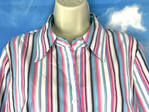 TRIBAL Size 8 'BEGONIA' Striped Button BLOUSE Long Sleeve + Fitted $44- - Picture 3 of 9