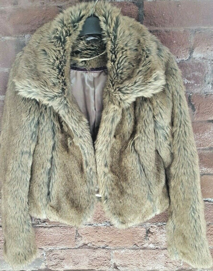 New Look Faux Fur Pile Coat Jacket Size 