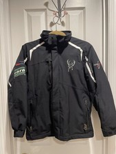 Boys Youth Karbon Full Zip Racing Hood Ski Jacket Coat Size 10 Pro Ski Black EUC