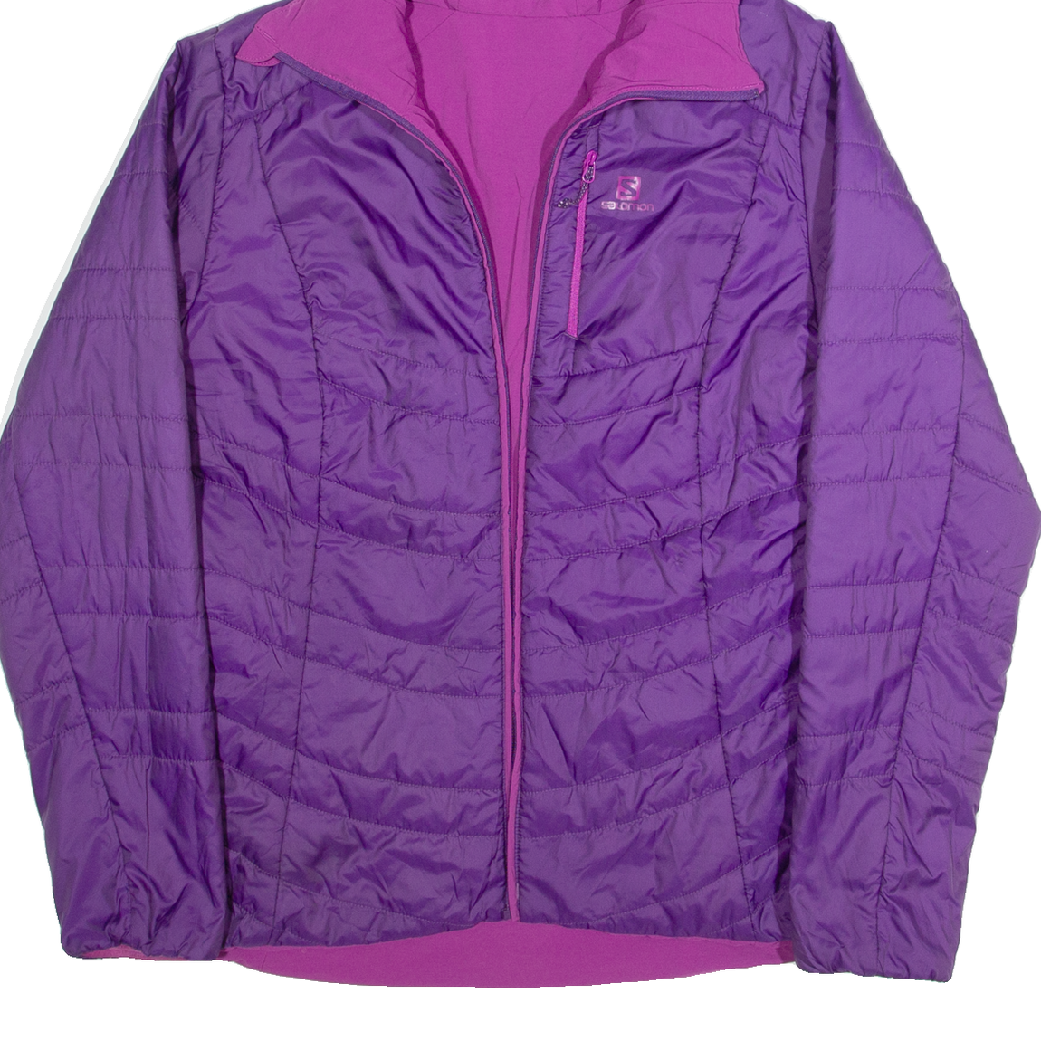 SALOMON Giubbotto donna reversibile imbottito viola con cappuccio S