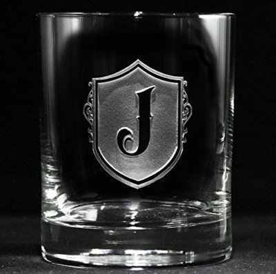 Monogrammed Initial on Whiskey, Scotch and Bourbon - One Glass (M22)