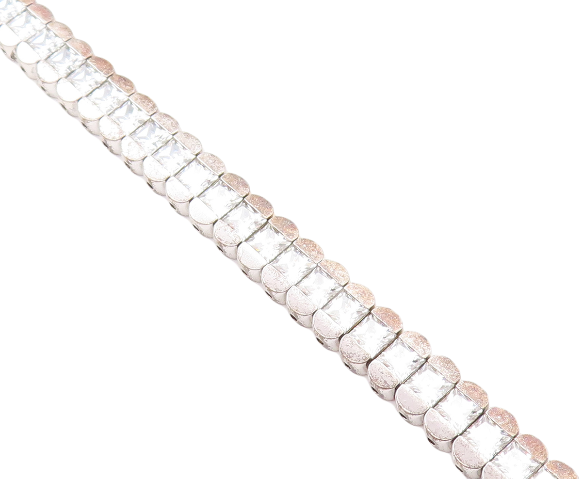 KOREA 925 Sterling Silver Sparkling Cubic Zirconia Tennis Bracelet
