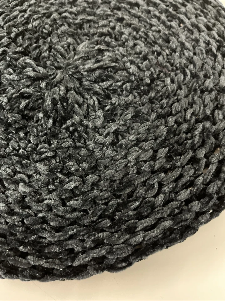 Charter Club Mujer Chenilla Suave Punto Abierto Puntada Boina Sombrero Negro Foto 3 de 4