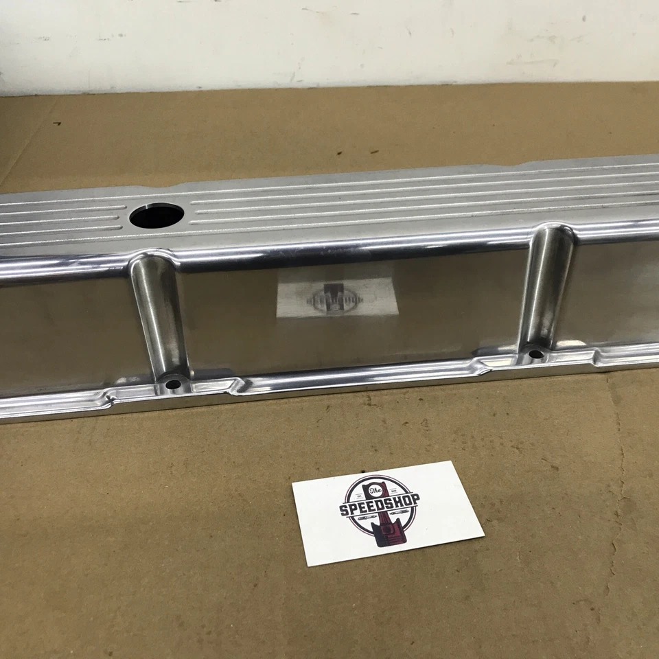 Cubierta de válvula de aluminio pulido fresado con bola alta para bloque pequeño Chevy individual Foto 4 de 4