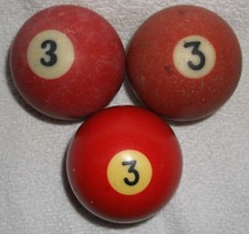 POOL BALLS  3 CUE SPORTS BILLIARDS SET OF 3 PRE-OWNED REPLACEMENT ARTS CRAFTS