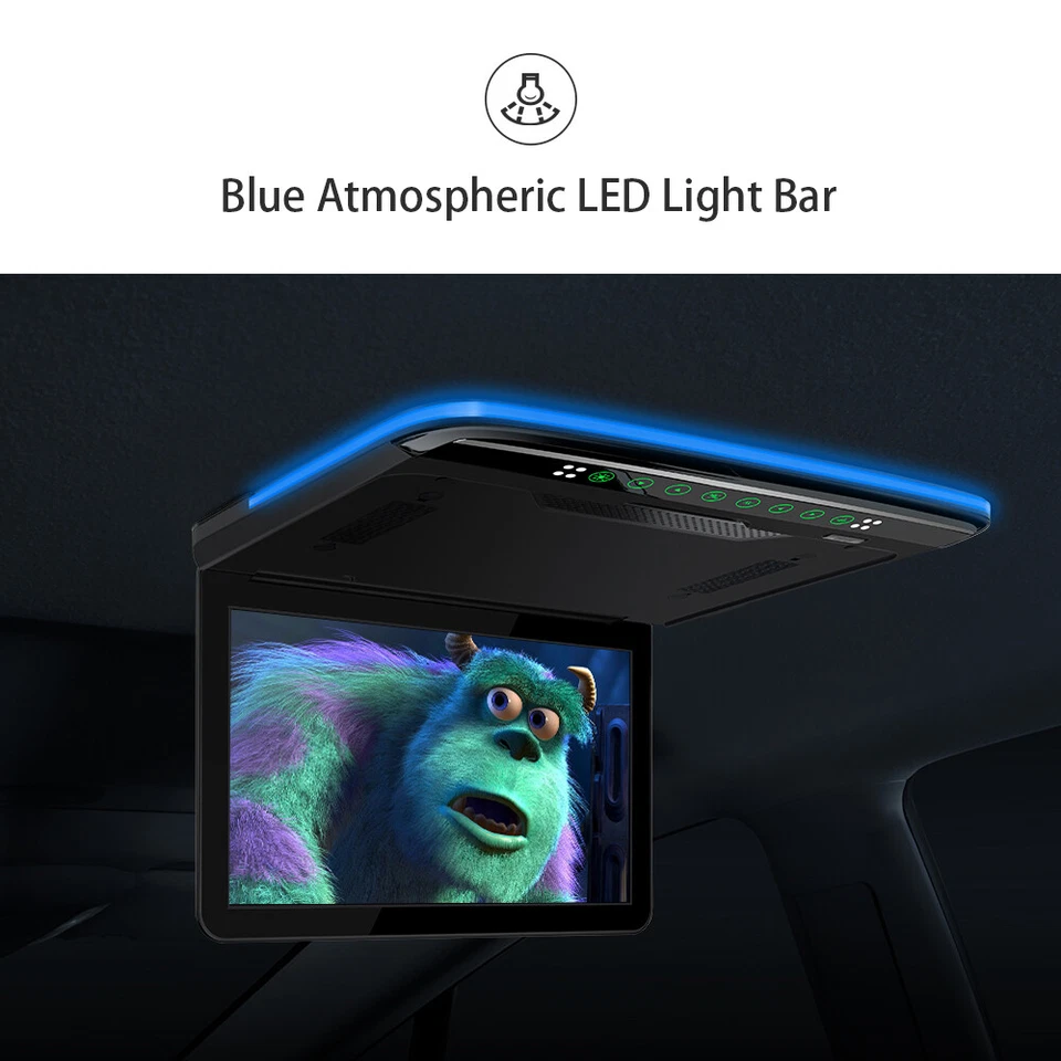 13.3" 1080P Car Roof Overhead Flip Down Mount Monitor HDMI USB Game +IR Headsets - Image 3 of 4