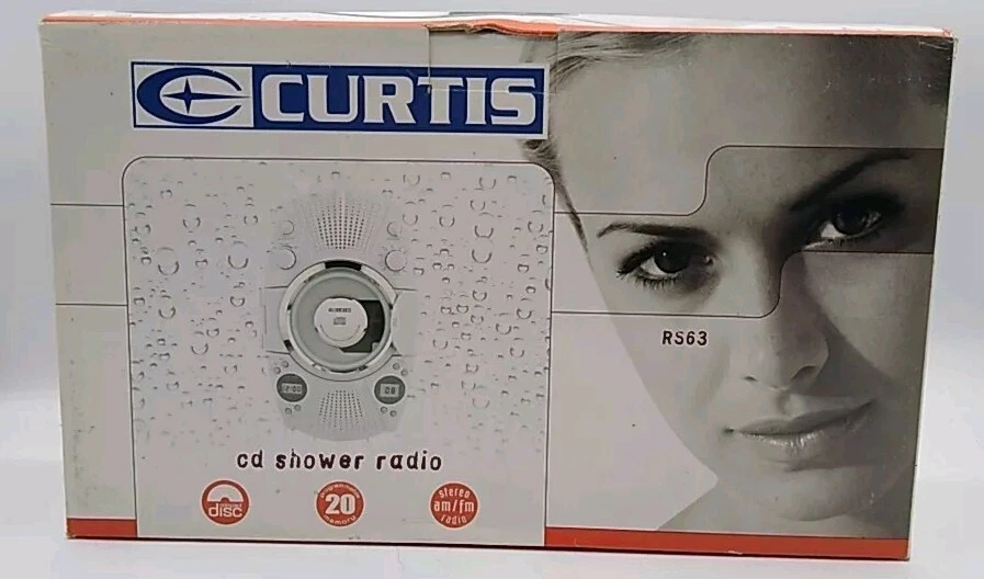 CURTIS CD Shower Radio NOS 20 Track Programmable Memory LCD Display Clock NEW!!! - Image 4 of 4