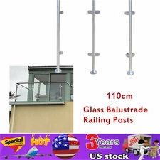 Stainless Steel Fencing Stair Balustrade Railing Post Grade Glass Clamps 110cm