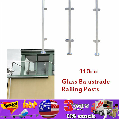 Stainless Steel Fencing Stair Balustrade Railing Post Grade Glass Clamps 110cm