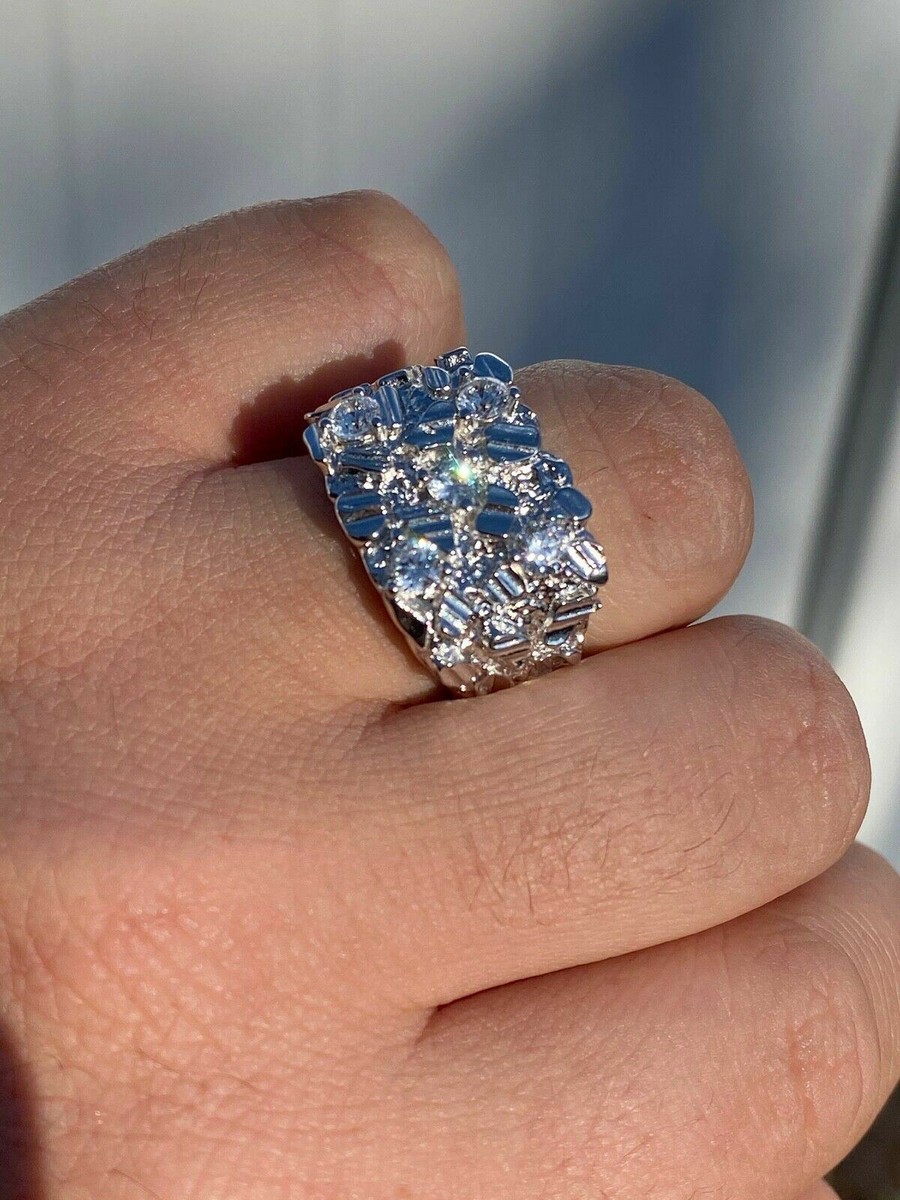 洋楽 Nuggets Men's NEW 1980's Gold Plated Knobby Style Nugget Ring CZ