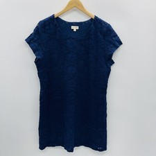 Maison Jules Juniors XL Scoop Neck Short Sleeve Lace Overlay Shift Dress Blue