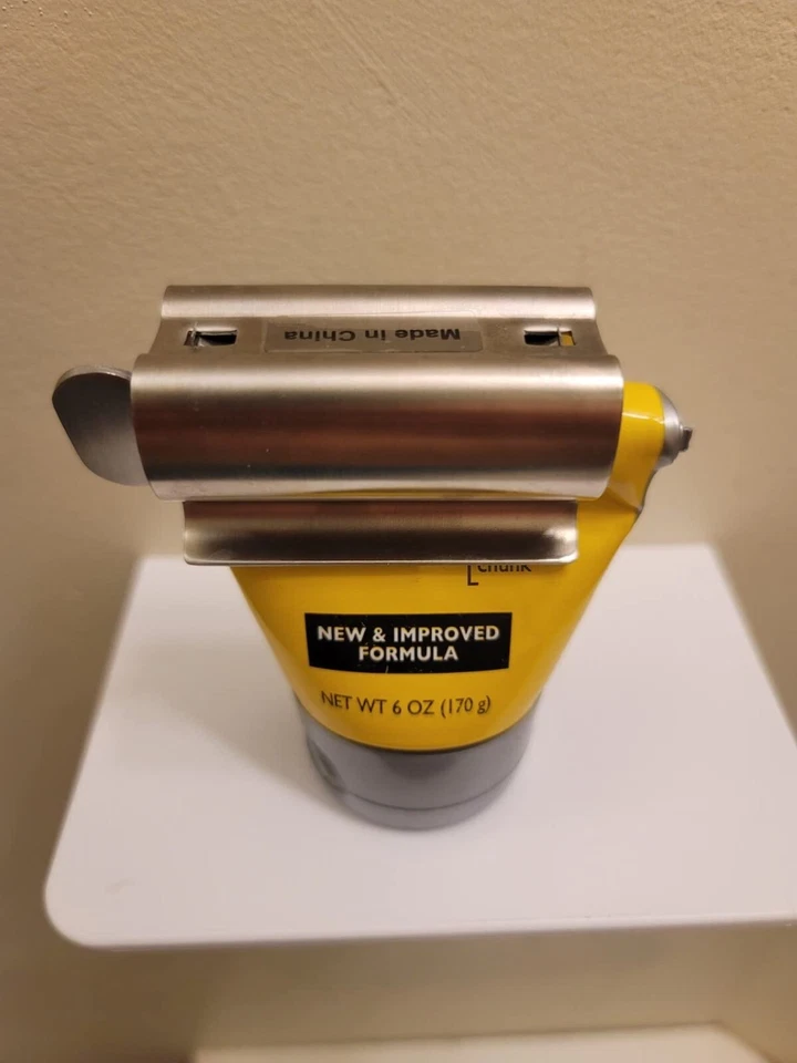 3x Exprimidor de pasta de dientes tubo de baño tubo de metal acero inoxidable escurridor plateado Foto 2 de 4