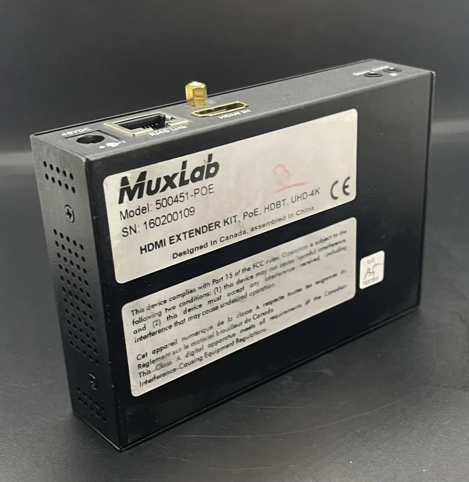 Extensor HDMI MuxLab Prodigal con transmisor PoE HDBT 500451-POE UHD-4K Foto 3 de 4