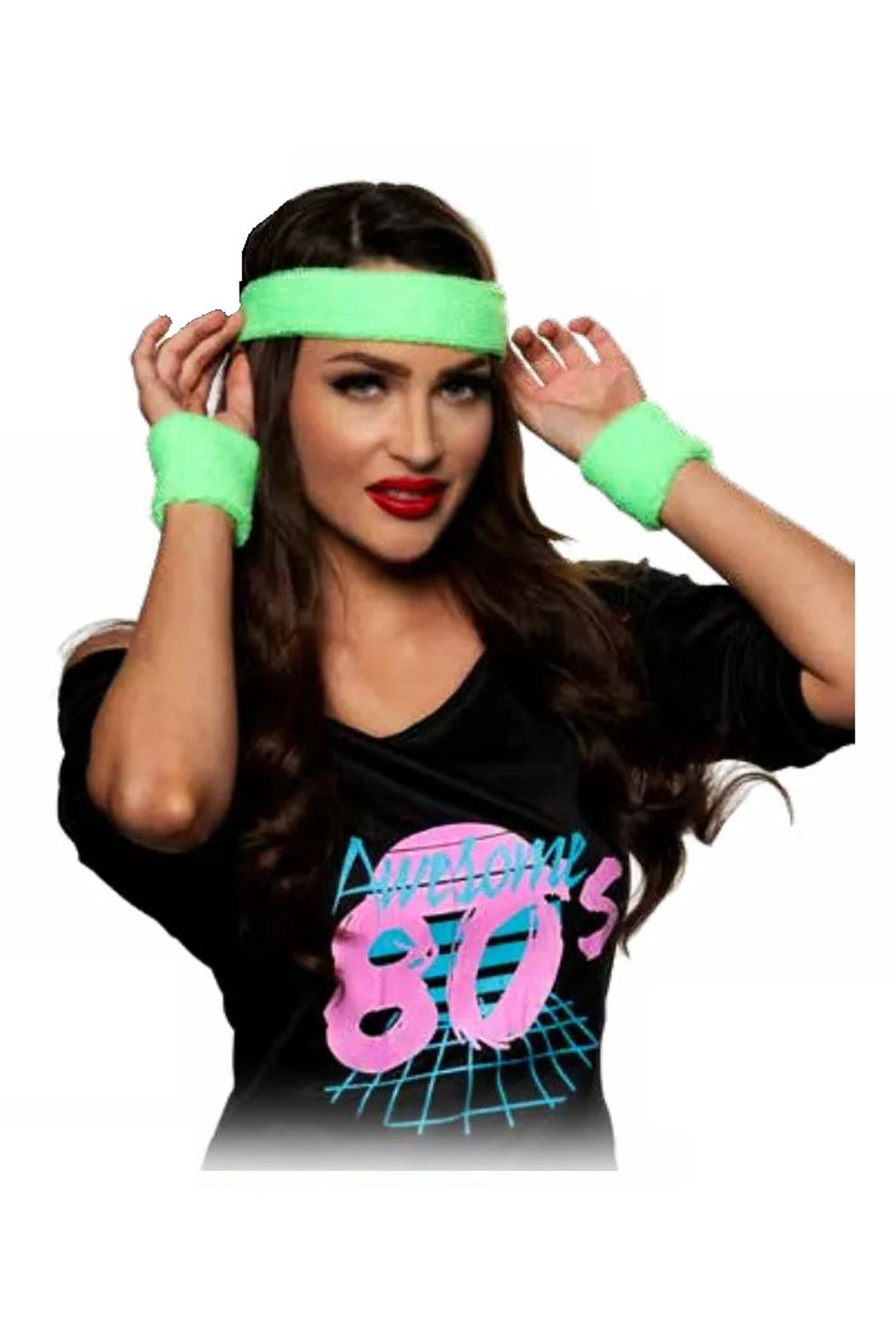 Underwraps 80S Headband Set Neon Green Adult Women Disco Costume