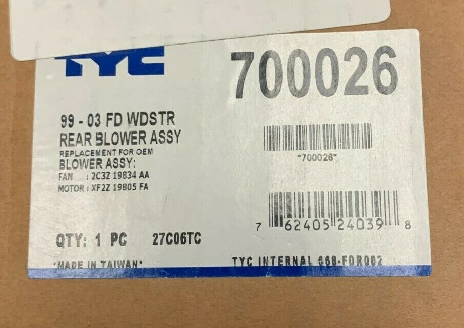 Motor soplador HVAC TYC - 700026 / XF2Z-19805-FA - para Ford Windstar 1999-2003 Foto 3 de 3