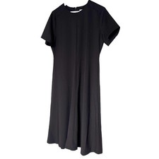 Calvin Klein Little Black Midi Dress Women's 14 Stretch Work Business Minimalist