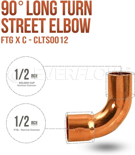 Copper FTG x C Long Radius Street Elbow Fitting