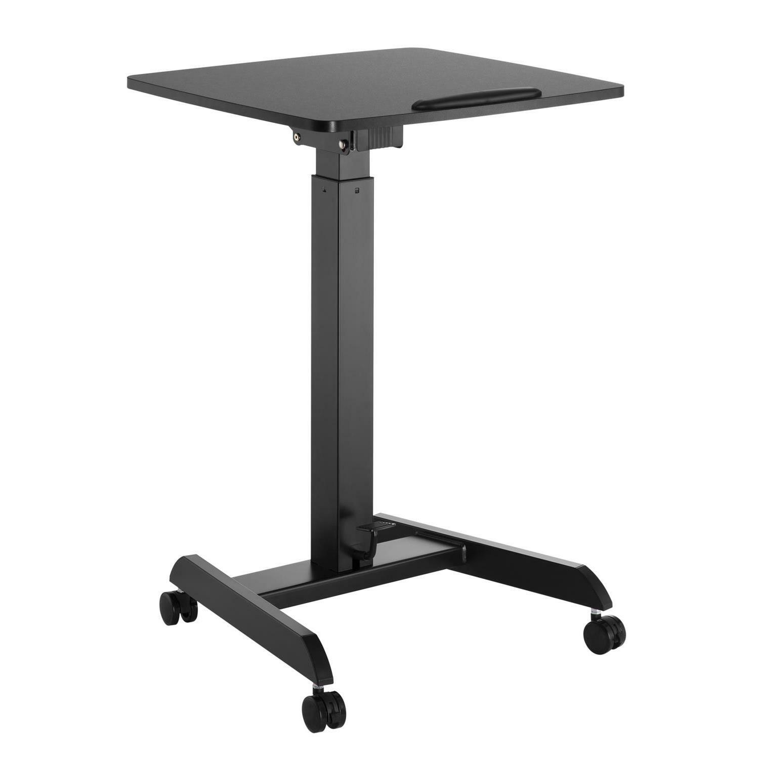 Bureau informatique noir sur roulettes et réglable en hauteur