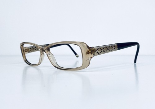 Escada Brown Clear Rectangular Glasses Gold Temples VES122S 54 14 135