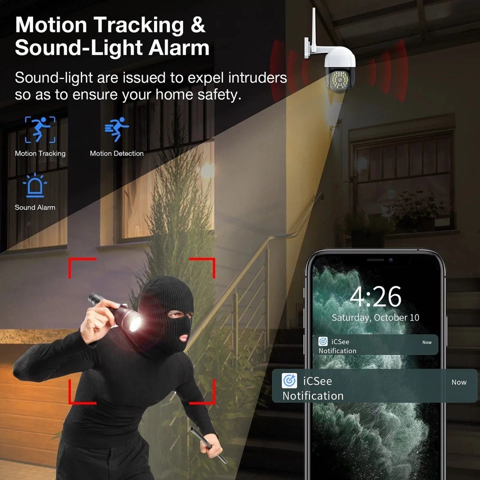 Cámaras de Seguridad WiFi Cámara de Puerta, 2K Visión Nocturna a Todo Color Cámara Exterior Foto 4 de 4